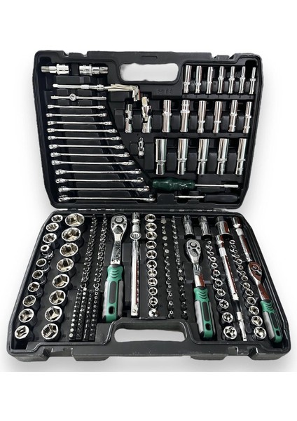 Tam Profesiyonel Germany 72 Diş Eğik Cırcır 216 Parça Lokma Takımı Oto Tamirci Tam Set 1/2-3/8-1/4 ( Lisinya )