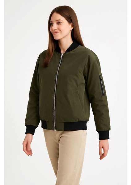 Eyesof Içi Astarlı Fermuarlı Bomber Mont Ceket - Haki fiyatları