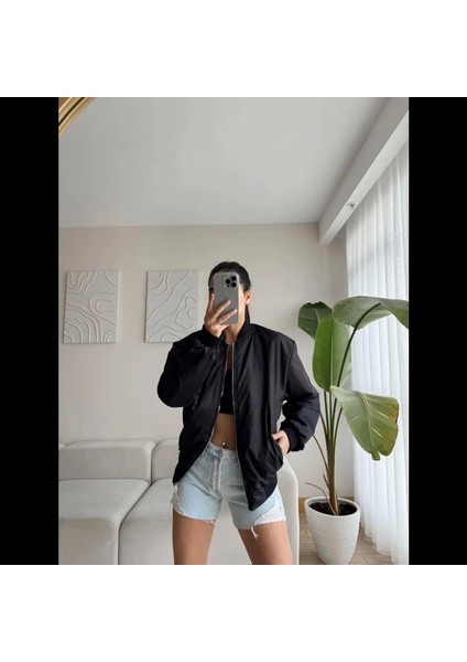 Eyesof Unisex Içi Astarlı Düz Bomber Ceket - Siyah fiyatları