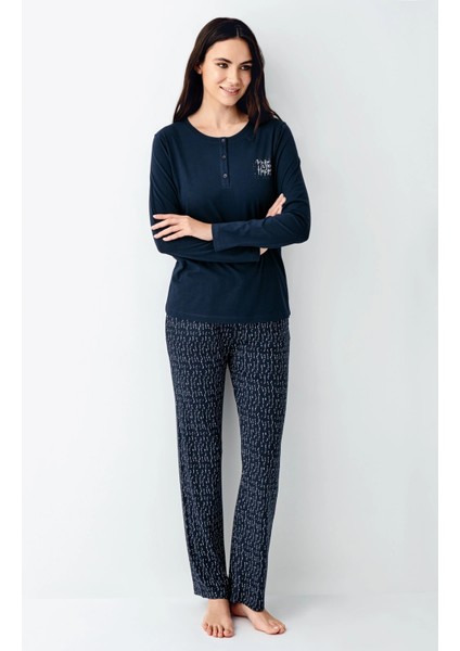 3429-X Kadın Battal Uzun Kol Pijama Takım