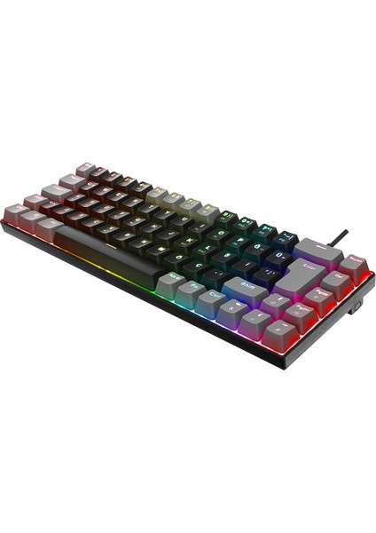 eMachines EAK68 Siyah/Gri USB RGB Backlight RED SWITCH Mekanik Q 68 Tuşlu Mini Gaming Oyuncu Klavye modelleri