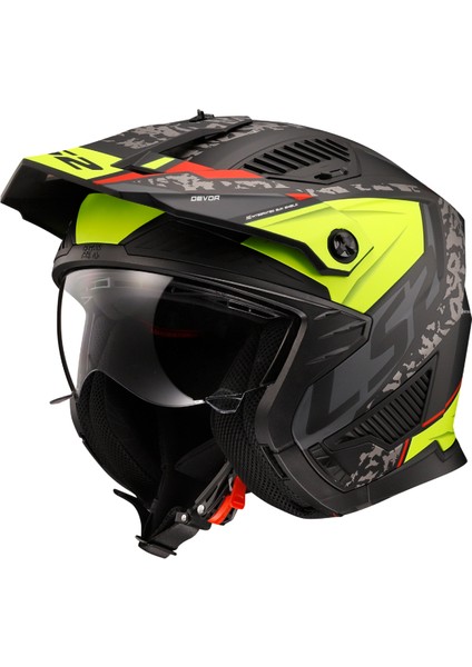Drıfter Devor Çene Çıkarılabilir Modüler Motosiklet Kaskı Mat Siyah-Neon Sarı fiyatları
