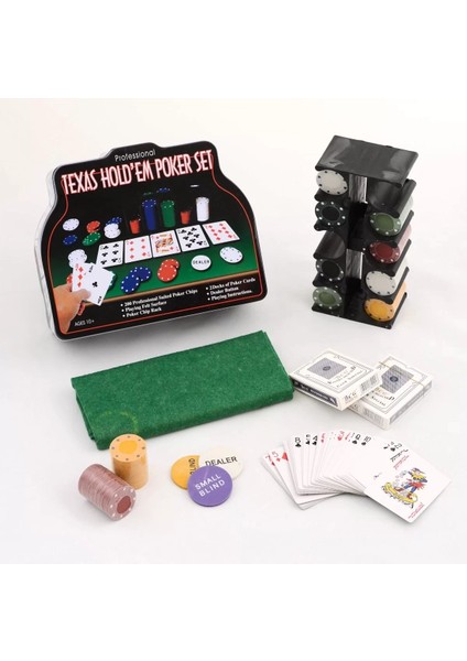 200 Chip ve 2 Adet Iskambil Kağıt Setine Sahip Poker Oyunu ALK2601