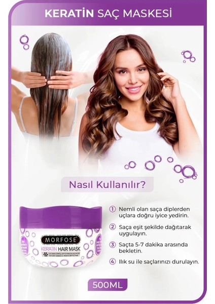 Keratin Saç Maskesi 500 ml - Yıpranmış Saçlar Için - Mrfs modelleri