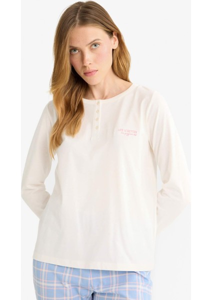 Pijama Takımı Regular Fit Uuzn Kollu Üst Kareli Uzun Alt-Fall in Love G0225AX25AU modelleri