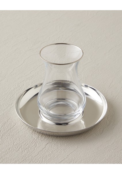 Graceful Çelik 4 Parça 2 Kişilik Çay Seti 140 ml Silver
