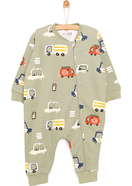 Erkek Bebek Uyku Tulumu 1 Tog Fermuarlı Bisiklet Yaka Uzun Kol Patiksiz Paça