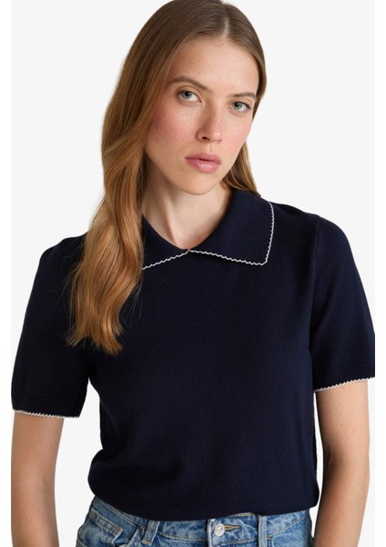 Regular Fit Polo Yaka Kısa Kollu Triko Kazak G0490AX25AU fırsatları