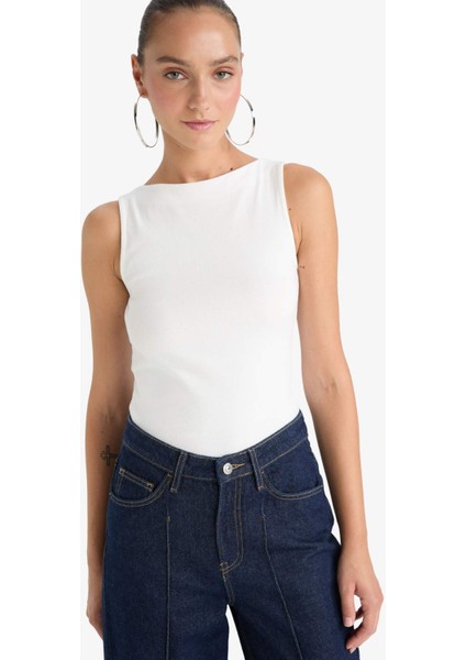 Slim Fit Dar Kesim Kayık Yaka Ribana Atlet F9572AX25AU fırsatları