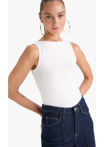 Slim Fit Dar Kesim Kayık Yaka Ribana Atlet F9572AX25AU indirimleri