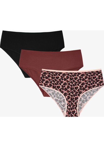Leopar Desenli Crispy Leo 3'lü Yüksek Bel Külot