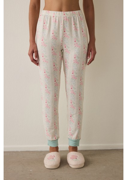 Gardenya Cute Flowers Çiçekli Termal Etkisi Pijama Altı