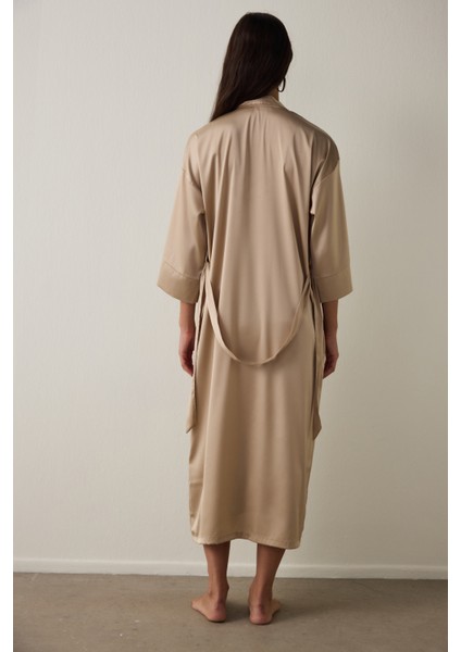 Bej Concept Bağlama Detaylı Saten Sabahlık fiyatları