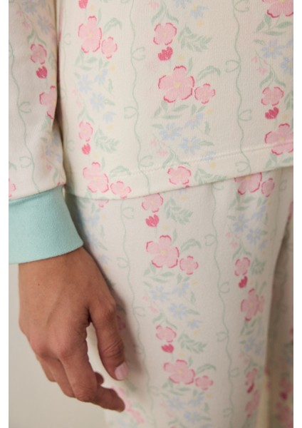 Gardenya Cute Flowers Termal Etkili Bisiklet Yaka Uzun Kollu Pijama Üstü fırsatları