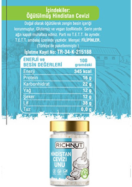 Hindistan Cevizi Unu 140 gr Glütensiz Düşük Karbonhidratlı Doğal Alternatif modelleri