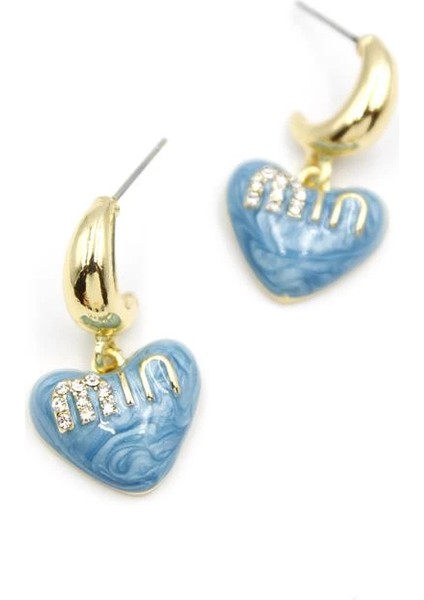 Mineli Kalp Küpe - Mavi fiyatları