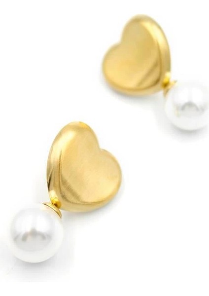 Inci Kalp Küpe - Altın