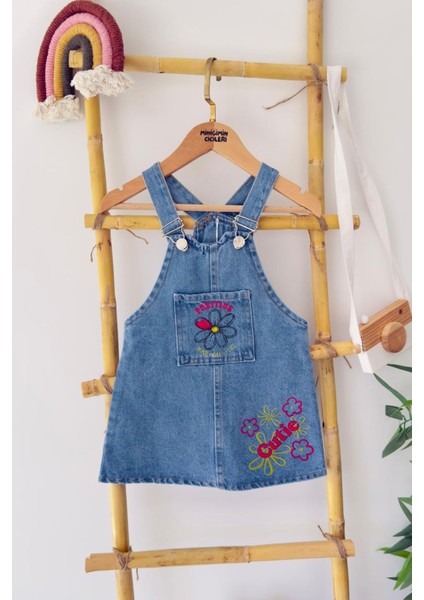 Cutie Baskılı Kot Kız Çocuk jile - Mavi