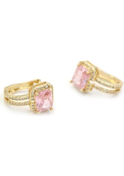 Taşlı Küpe - Pembe