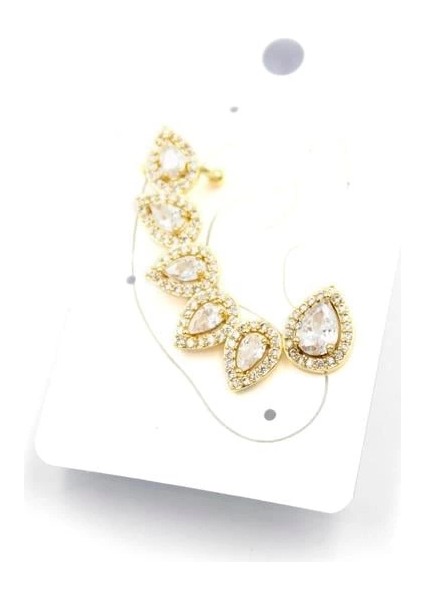 Taşlı Kıkırdak Küpe - Altın