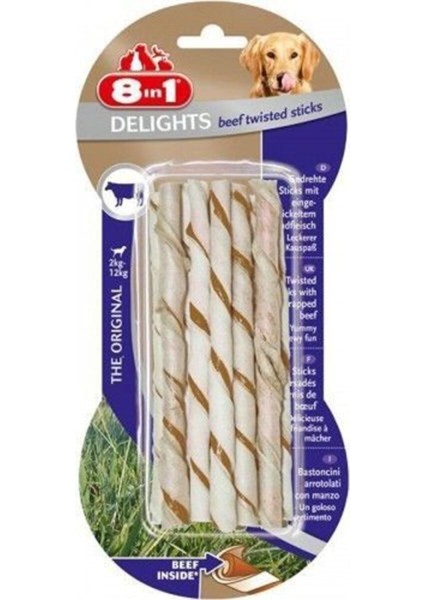 Delights Bones Biftekli Köpekler İçin Twisted Sticks 10 Lu