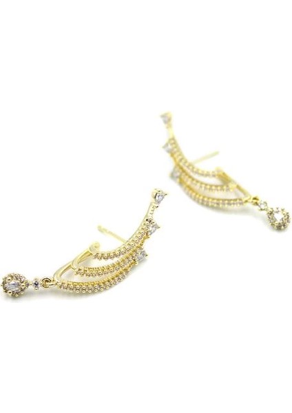 Taşlı Küpe - 14K Altın