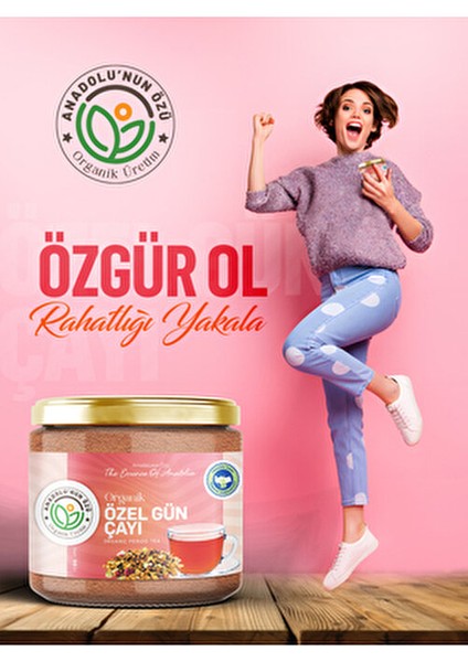 Organik Özel Gün Çayı 90 gr Kadınlar İçin Rahatlatıcı ve Katkı Maddesi İçermez fırsatları