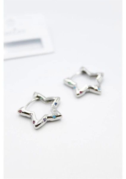 Taşlı Yıldız Küpe - Gümüş fiyatları