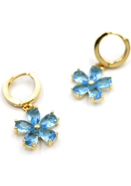 Çiçek Küpe - Mavi