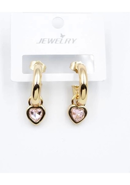 Kalp Halka Küpe - Pembe