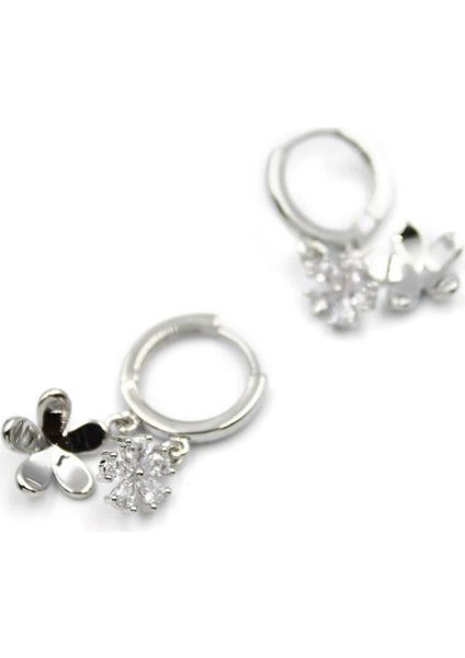 Zirkon Taşlı Çiçek Küpe - Gümüş fiyatları