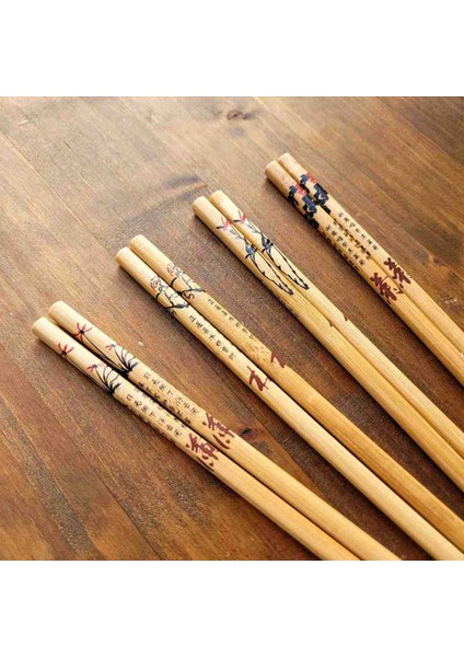 Chopstick 20’li Set Çin, Japonya, Kore, Vietnam Tarzı El Yapımı Doğal Bambu Ahşap Yemek Çubukları modelleri