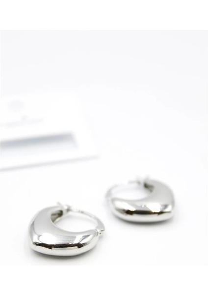 Oval Halka Küpe - Gümüş