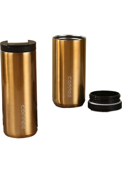 Yeni Moda Kore Yaratıcı Kahve Kupası Iş Ofis Su Bardağı Açık Taşınabilir Çift Katmanlı Termos Bardak (Yurt Dışından)