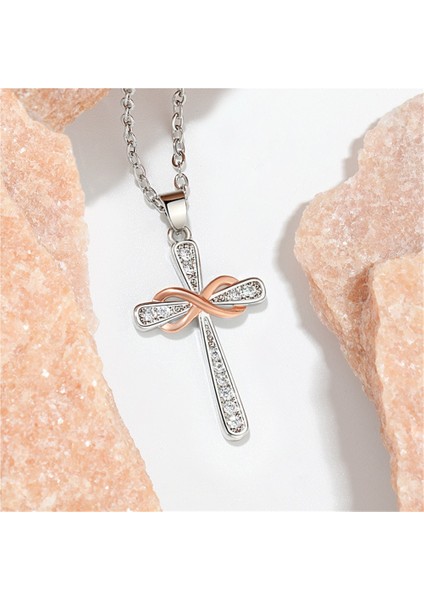 Sonsuzluk 8 Şekilli Kolye Köprücük Kemiği Zinciri Inanç Kişilik Retro Ebedi Haç Kolye (Yurt Dışından)