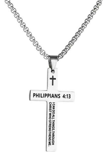 Paslanmaz Çelikten Yapılmış Kazınmış Haç Kolye Titanyum Çelik Kolye Ucu Sade Takı (Yurt Dışından)