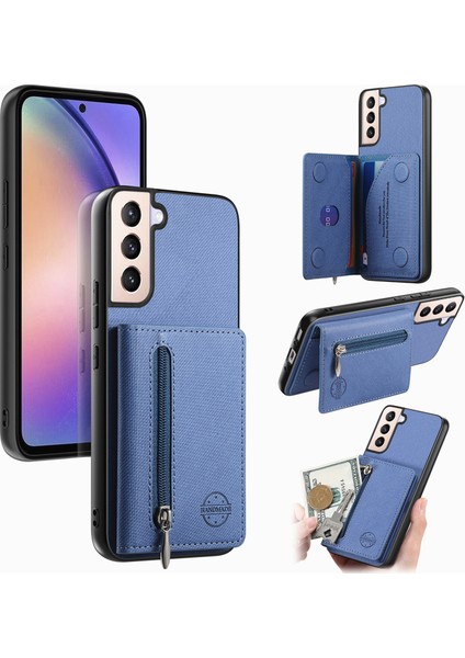 Samsung Galaxy S22 Uyumlu Cüzdanlı Telefon Kılıfı – Pu Deri, Fermuarlı Kart Bölmeli, Manyetik Kapatma, Darbe ve Düşme Koruması (Yurt Dışından)