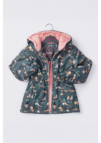 Minigimin Cicileri Karışık Lion Karakter Baskılı Kız Çocuk Içi Welsoft mevsimlik mont - Gri