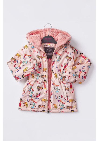 Minigimin Cicileri Karışık Lion Karakter Baskılı Kız Çocuk Içi Welsoft mevsimlik mont - Somon