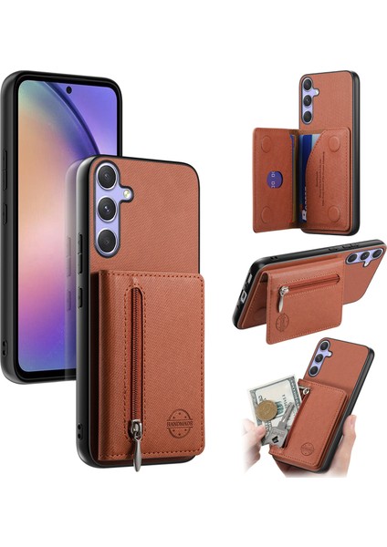 Samsung Galaxy A26 Uyumlu Cüzdanlı Telefon Kılıfı – Pu Deri, Fermuarlı Kart Bölmeli, Manyetik Kapatma, Darbe ve Düşme Koruması (Yurt Dışından)