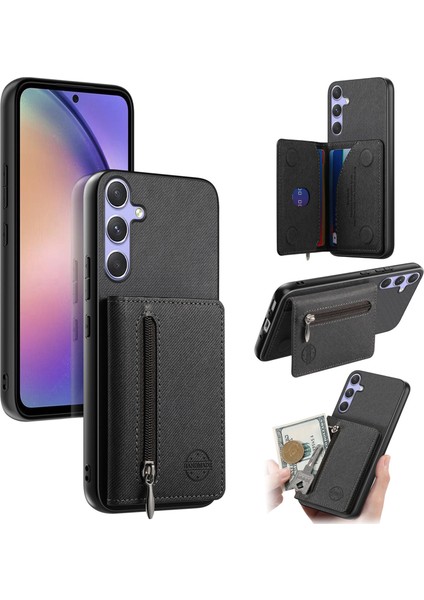 Samsung Galaxy A26 Uyumlu Cüzdanlı Telefon Kılıfı – Pu Deri, Fermuarlı Kart Bölmeli, Manyetik Kapatma, Darbe ve Düşme Koruması (Yurt Dışından)