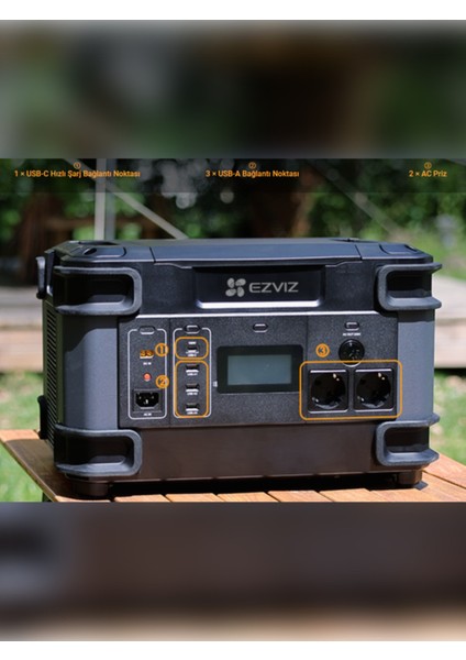 Ezvız PS1300 1300W Ups - Taşınabilir Güç Kağnağı - Kamp Karavan Lifepo4 Batarya Jeneratör modelleri