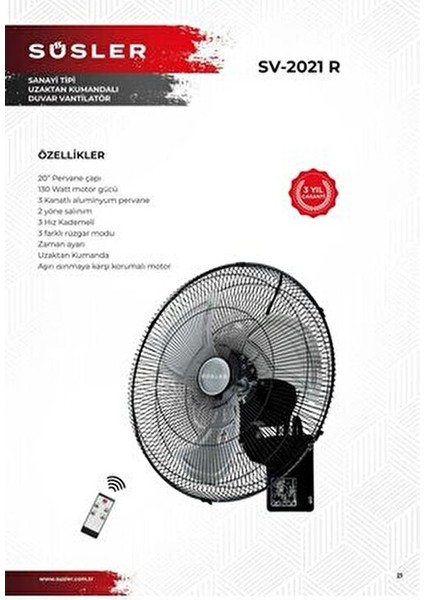 130 W Duvar Tipi Kumandalı Vantilatör 50 cm Güçlü Hava Akışı ile Uzaktan Kontrol modelleri
