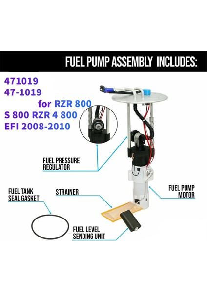 Motosiklet Yakıt Pompası Montajı 471019 Polaris Rzr 800 S 800 Rzr 4 800 Efı 2008-2010 Atv /utv Tank Pompası Modülü (Yurt Dışından) fiyatları