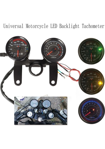 Evrensel Motosiklet Hız Tezgahı Kilometre Sometresi LED Arka Işık Takometresi (Yurt Dışından) fiyatları