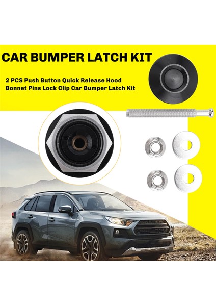 2 Pcs Push Düğmesi Hızlı Bırakma Kaput Bonnet Pimleri Kilit Klipsi Araç Tampon Kablosu Kiti (Yurt Dışından) fırsatları