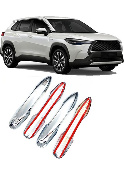 4pcs Abs Krom Kapı Kolu Kapak Koruyucu Kapak Toyota Corolla Cross 2020 2020 2021 Otomobil Styling Accssories (Yurt Dışından) modelleri