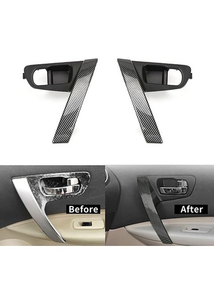 Araba Karbon Fiber Iç Kapı Kolları Taban Iç Kapı Kolu Kapak Kapağı Nissan Qashqai J10 2007-2015 Sol (Yurt Dışından) fırsatları