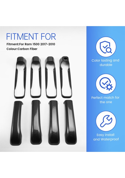 Araba Kapı Kolu Kapak Dodge Ram Için Dış Kapı Kolu Kaplama 1500 2017-2010 Karbon Fiber (Yurt Dışından) indirimleri