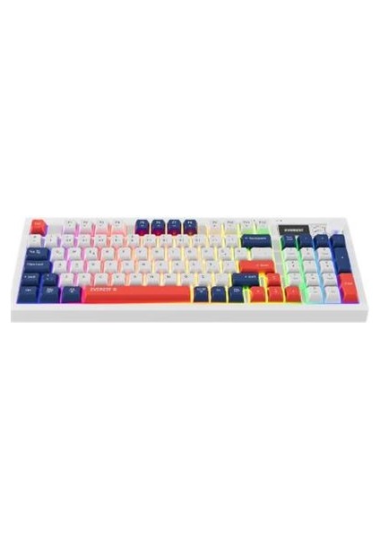 Kb-85 Sılent Pro Kablosuz Beyaz/mavi/kırmızı Sessiz Rgb Wireless 2.4ghz + Bt Q Membrane Oyuncu Klavyesi